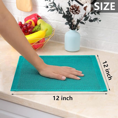 Homaxy 100% Cotton Waffle Weave Kitchen Dish Cloths, Ultra Soft Absorbent Quick Drying Dish Towels, 12 x 12 Inches, 18-Pack, Teal