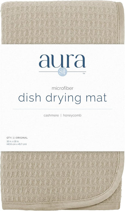 S&T INC. Dish Drying Mat, 16” x 18”, Absorbent Microfiber Kitchen Counter Mat, Dish Drying Pad for Dishes, Utensils, Pots and Pans, Large, Pure Cashmere