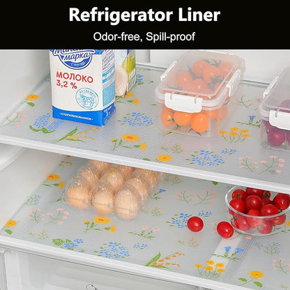 INNOLITES Shelf Liners for Kitchen Cabinets Non-Adhesive Drawer Liner with Floral, Waterproof Durable Easy to Clean, for Refrigerator, Shelves (Colorful Floral, 11.8" x 240")