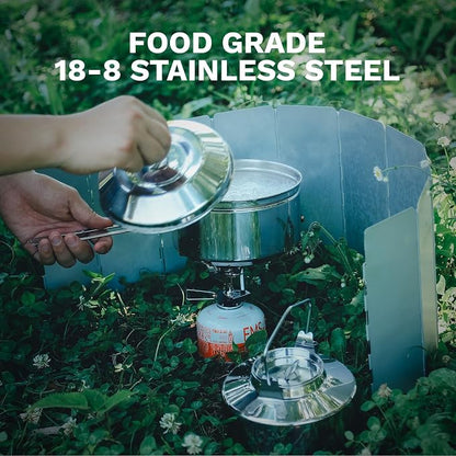 Fire-Maple Antarcti S/S Kettle Pot Set | 18-8 Stainless Steel | all Steel Construction | Ideal for Camping Bushcraft Use | Compact Cookware Set