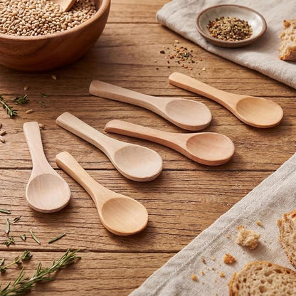 Boao 24 Pcs Small Wooden Spoons, 3.5'' L, Mini Wood Natural Tiny Spoons Wooden Little Teaspoons for Jars Sugar Creamer Honey Spices Salt Kitchen Supplies (Mix Color)