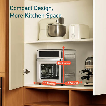 Cosori 11-in-1 Air Fryer Oven, 13Qt Small Footprint Airfryer combo with Rotisserie, Toast, Bake, Roast, Reheat Functions and more, Recipe Book & 6 Accessories Included, Perfect for Small Countertop