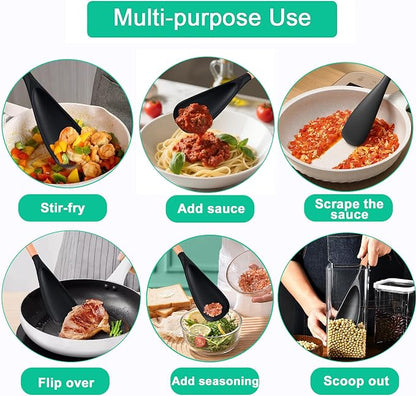 Cooking Spoon for Nonstick Cookware - BPA-Free Matte Silicone & Wooden Handle, Heat-Resistant for Mixing, Scooping, Scraping and Serving, Safe for Pots Pans Skillets (2-Pack)
