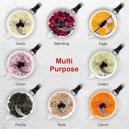 Geedel Hand Food Chopper, Vegetable Quick Chopper Manual Food Processor, Easy To Clean Food Dicer Mincer Mixer Blender, Rotary Onion Cutter for Garlic, Salad, Salsa, Nuts, Meat, Fruit, Ice, etc