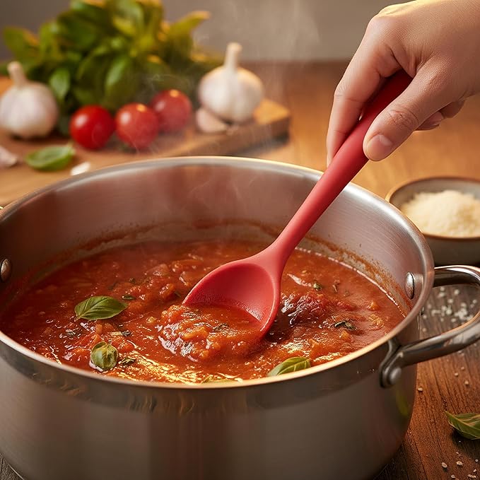 Farberware Colourworks Basting Spoon – 11" Heat-Resistant Silicone Spoon Spatula for Stirring, Flipping & Scraping, Nonstick-Safe Kitchen Tool for Sauces & Soups, Ideal for Everyday Cooking (Red)