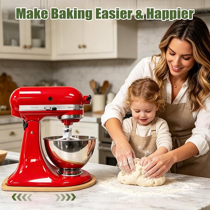 Mixer Slider for Kitchenaid Mixer 4.5-5 Qt Tilt-Head Stand Mixer Bamboo Wood Countertop Appliance Sliding Tray Mover Sliding Caddy for Kitchen Aid Slider Mat Accessories Attachments Natural Bamboo