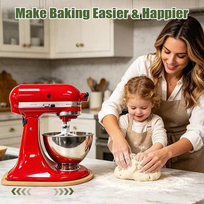 Mixer Slider for Kitchenaid Mixer 4.5-5 Qt Tilt-Head Stand Mixer Bamboo Wood Countertop Appliance Sliding Tray Mover Sliding Caddy for Kitchen Aid Slider Mat Accessories Attachments Natural Bamboo