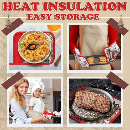Roshtia 12 Pcs Christmas Pot Holders with Pocket Neutral Xmas Farmhouse Pot Holders for Kitchen Winter Hot Pads Oven Mitts Cookie Bag Cute Heat Resistant Oven Gloves for Kitchen Gift Baking Cooking