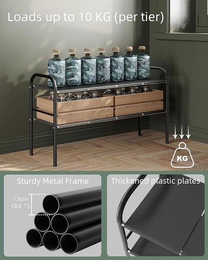 NETEL 2 Pack Under Sink Organizers and Storage,Expandable Under Cabinet Organizer Shelf with 8 Removable Panels,Expandable Shelf for Cupboard,Kitchen,Bathroom,Shoe Storage Rack