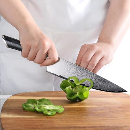 Cangshan KURO Series 8-Inch Chef's Knife with Sheath, High Carbon X-7 Damascus Steel, 504258