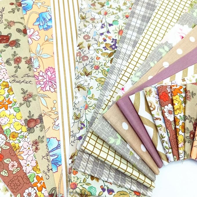 84 Pcs Jelly Roll Fabric Strips for Quilting Sewing 2.6 Inch Precut Cotton Floral Fabric Strips Bundles DIY Sewing Supplies Brown