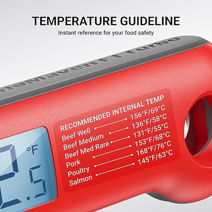 Professional Meat Thermometer Digital, Ultra-Fast 0.5 Sec Instant Read, NIST Certified ±0.5°F Accuracy, IP67 Waterproof, Auto-Rotating Backlit Display, for Fathers Day, Gifts for Him Dad Men