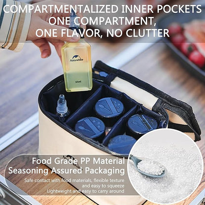 windhike Naturehike PP 6/8 Pcs-Set Travel Spice Containers, Camping Spice Kit with Separable Storage Bag, Portable Anti-leakage Design Spice Condiment Dispenser for Picnic BBQ Backpacking Hiking (6)