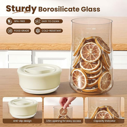 OURCABECUE Wide Mouth Mason Jar 27 oz, 2026 Upgrade 90° Rotating Lid Glass Storage Jar, Food Grade Overnight Oats & Yogurt Jar, Dry Snacks Candies jar
