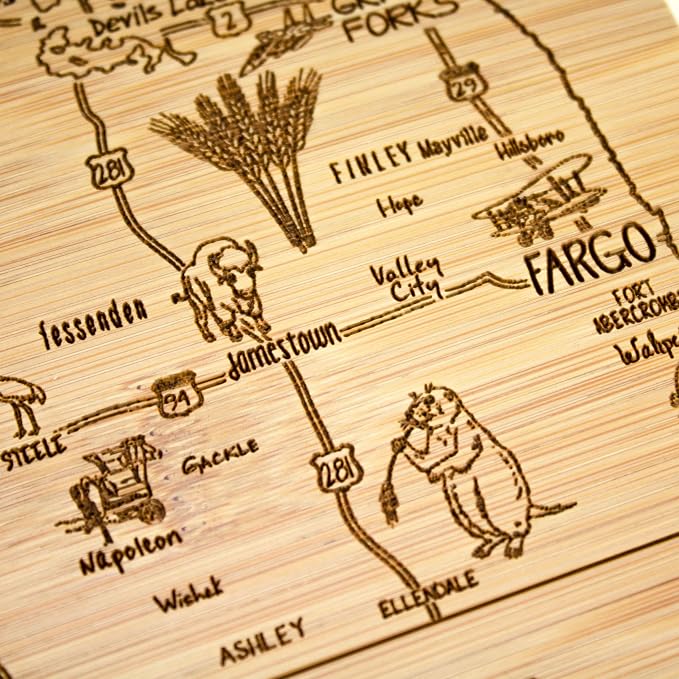 Totally Bamboo A Slice of Life North Dakota State Serving and Cutting Board, 11" x 8.75"