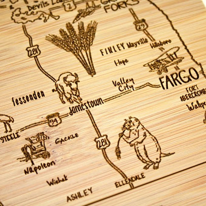 Totally Bamboo A Slice of Life North Dakota State Serving and Cutting Board, 11" x 8.75"