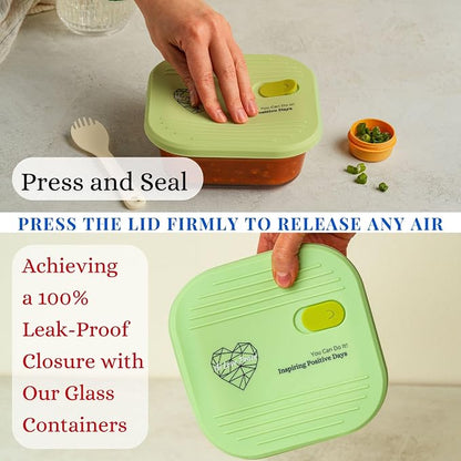 Ai Love Peace Soup Container with Dual Lids,26 oz Borosilicate Glass Lunch Box | Leakproof Lid+ Microwave &Safe Freezer Lid, Stackable,Glass Meal Prep Food Storage,Perfect for Work & Soup Lovers Gift.