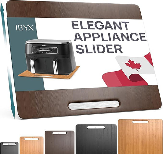 Ibyx Elegant Appliance Slider - Sliding Tray for Coffee Maker & Heavy Kitchen Appliances, Easy Slide, Made of Premium Bamboo, Space-Saving Kitchen Organizer, 40 lb Capacity, Brown - 16 x 13 Inch