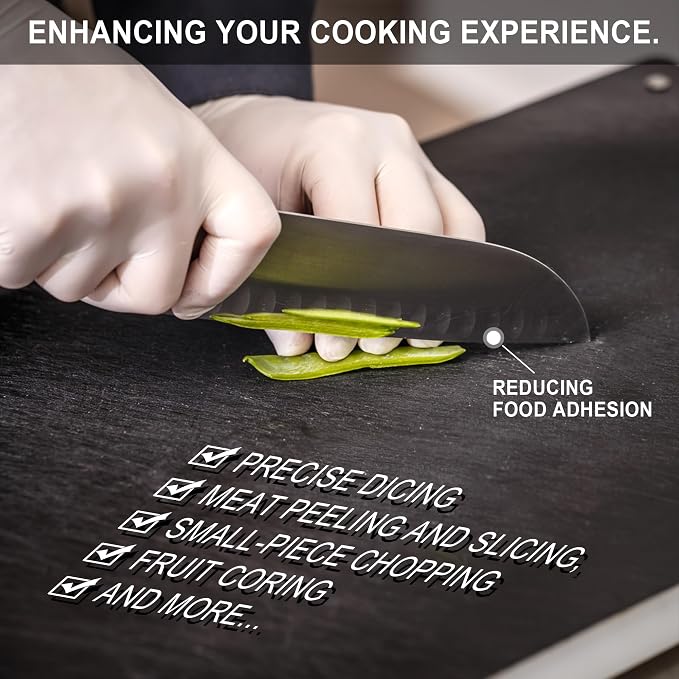 Santoku Knife 7 Inch – High Carbon Stainless Steel with Fluted Edge & Non-Slip Softgrip Handle, Multi-Purpose Kitchen Knife for Vegetable Chopping, Precise Dicing, Meat Slicing (Green)