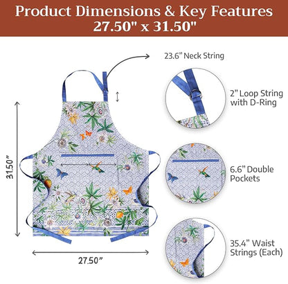Maison d' Hermine 100% Cotton Apron for women with Pocket Kitchen Chef Apron for Men Cooking Spring Summer