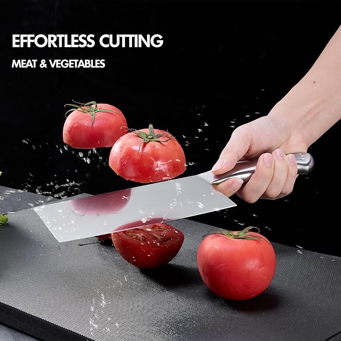 SHI BA ZI ZUO Meat Cleaver Set, 2PCS Professional Butcher Knife Fruit Knife with Stainless Steel Handle