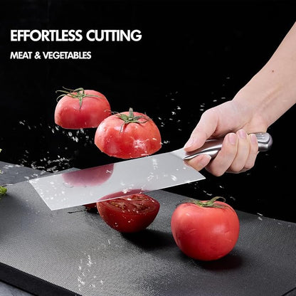 SHI BA ZI ZUO Meat Cleaver Set, 2PCS Professional Butcher Knife Fruit Knife with Stainless Steel Handle