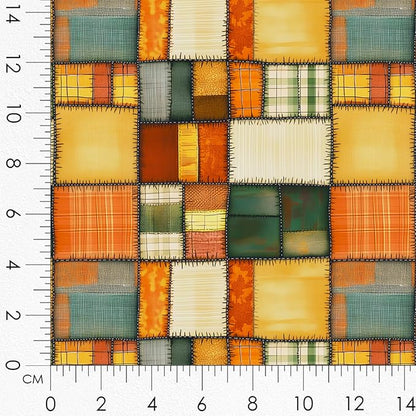Patchwork Sunflower Cotton Fabric Panel – Six 10×10 inch Designs + Bonus 29.5×19.6 inch Patchwork Sheet, 100% Turkish Cotton 140 GSM