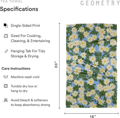 GEOMETRY Spring Kitchen Towels - Quick Dry Microfiber Cloth Spring & Summer Dish Towels for Kitchen Drying - Premium Quick Dry Towel - Daisy Dream, 18" x 30" - 2-Pack