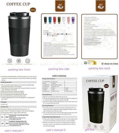 YINJAM 17oz Travel Coffee Mug Insulated Coffee Cups to Go with Leakproof Lid Vacuum Stainless Steel Double Walled Thermal Car Coffee Tumbler for Hot Cold Ice Tea Drinks Reusable (Green, 17oz)