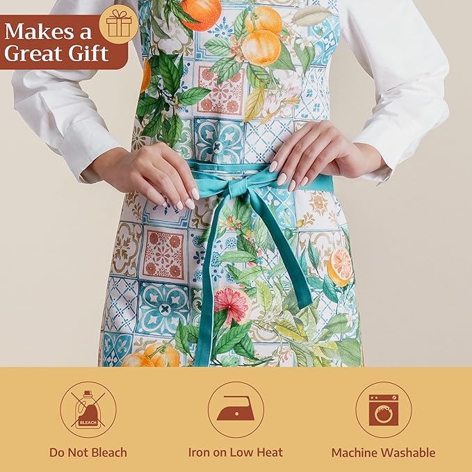 Maison d' Hermine 100% Cotton Apron for women with Pocket Kitchen Chef Apron for Men Cooking Spring Summer