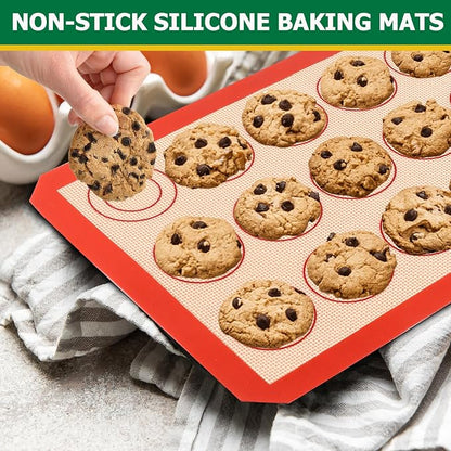 TeamFar Stainless Steel Baking Sheet with Rack Set, 10.5/12.5/16 Inch Baking Pan with Wire Rack & Silicone Baking Mat for Oven Baking, Cookies Sheets Set of 9 (3 Sheets + 3 Racks + 3 Mats), Easy Clean
