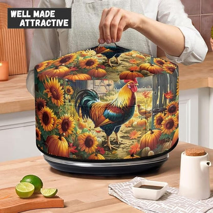 Sunflowers Rooster Slow Cooker Dust Cover Compatible with 6-8 qt Crock for Pot Pumpkins Small Kitchen Appliance Decor Dust Cover Autumn Patterns