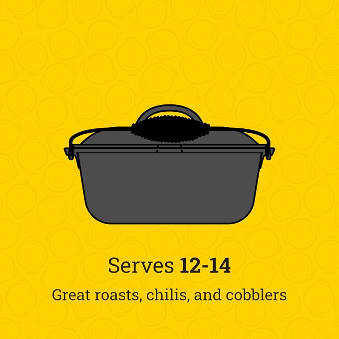 Lodge 9 Quart Pre-Seasoned Cast Iron Dutch Oven with Lid - Wire Bail Handle for Easy Transfer from Cooking Surface to Table - Use in the Oven, on the Stove, on the Grill or over the Campfire - Black