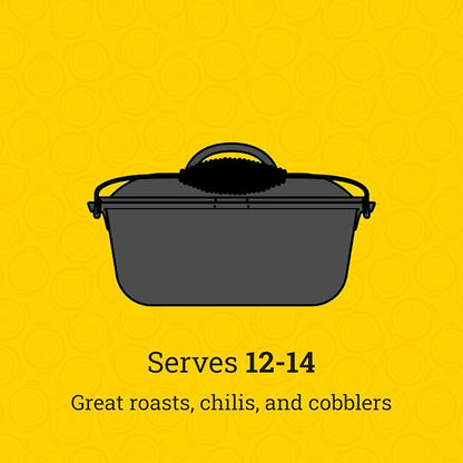 Lodge 9 Quart Pre-Seasoned Cast Iron Dutch Oven with Lid - Wire Bail Handle for Easy Transfer from Cooking Surface to Table - Use in the Oven, on the Stove, on the Grill or over the Campfire - Black