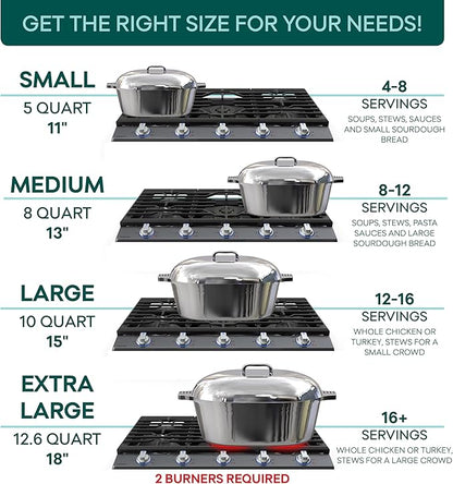 MAGNAWARE Cast Aluminum Oval Dutch Oven with Lid — 8 QT Heavy Duty Roaster Pan with Rack & Silicone Cover Dual Handles — Cajun Cookware for Roasting, Baking, Cooking (13" Medium)