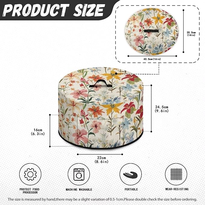 Slow Cooker Dust Cover Compatible with 6-8 qt Crock for Pot Mushroom Floral Small Kitchen Appliance Decor Dust Cover