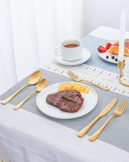 Matte Gold Silverware Set with Steak Knives,Stainless Steel Flatware Set for 6,Modern Cutlery Utensils Set,Spoons and Forks Set for Restaurant,Dishwasher Safe (Gold, 20 Piece Set)