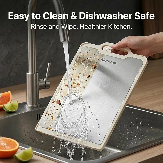 Titanium Cutting Board, 16x11x0.9 inch Non-Slip Chopping Board with Knife Sharpener, Dual-Sided Titanium & Wheat Straw PP, Anti-Spill Edge, Dishwasher Safe，Rectangular