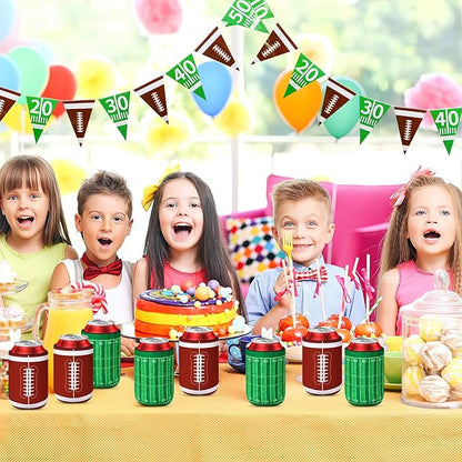 18 Pack Football Can Cooler Sleeves Beer Drink Can Bottle Cooler Sleeves Cooler Collapsible for Football Lovers Party Birthday Themed Party Decorations Supplies Favors