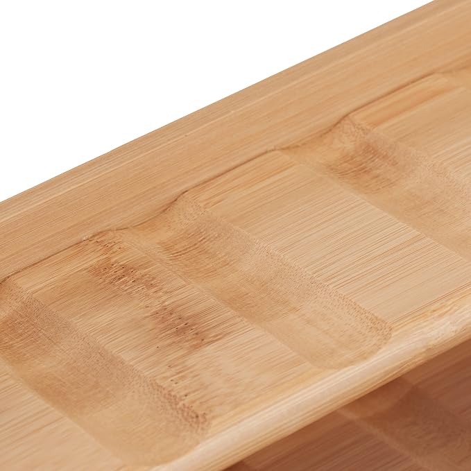 Relaxdays Bamboo Spice Rack, 5 Levels, Standing Kitchen Shelf, H x W x D, 36 x 40.5 x 16 cm, Spice Rack Worktop, Natural