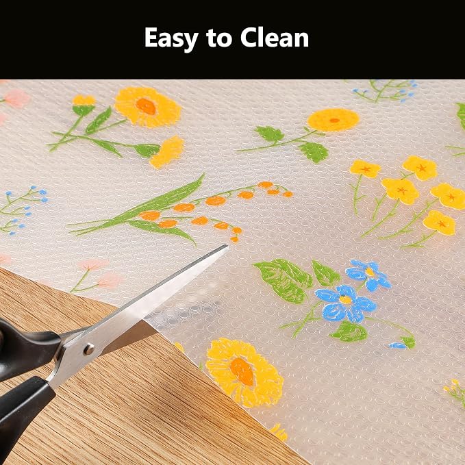 INNOLITES Shelf Liners for Kitchen Cabinets Non-Adhesive Drawer Liner with Floral, Waterproof Durable Easy to Clean, for Refrigerator, Shelves (Colorful Floral, 23.6" x 240")