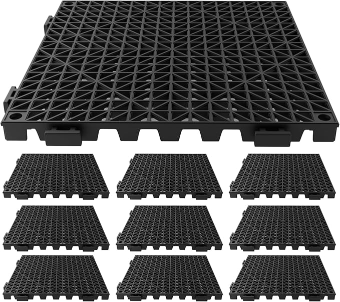 Tioncy 10 Pcs Bar Countertop Supplies Interlocking Mats 12 x 12 Inch Black Shelf Liners Bar Drying Coffee Non Slip Spills Mats for Bartending Home Cocktail Bars Restaurants