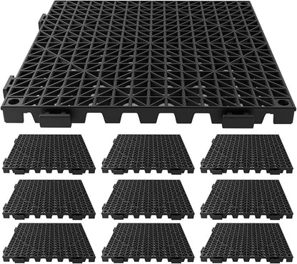 Tioncy 10 Pcs Bar Countertop Supplies Interlocking Mats 12 x 12 Inch Black Shelf Liners Bar Drying Coffee Non Slip Spills Mats for Bartending Home Cocktail Bars Restaurants