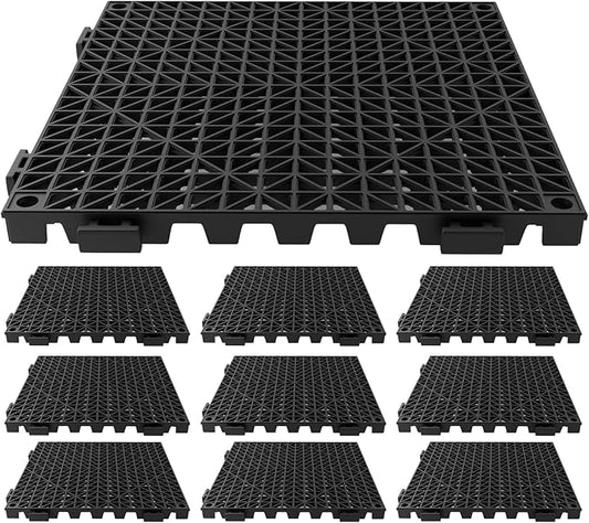 Tioncy 10 Pcs Bar Countertop Supplies Interlocking Mats 12 x 12 Inch Black Shelf Liners Bar Drying Coffee Non Slip Spills Mats for Bartending Home Cocktail Bars Restaurants