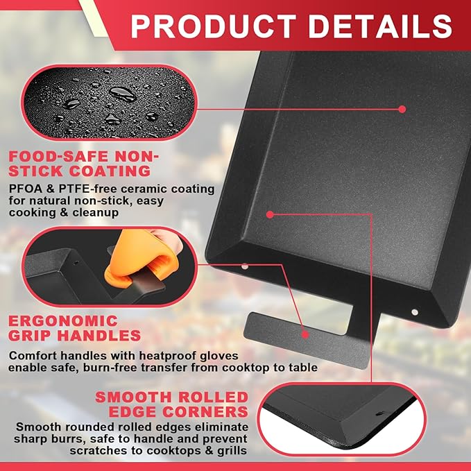 Universal Carbon Steel Griddle for Gas Grill, Griddle Pan for Stove Top, Versatile Stovetop Oven, Induction Cooktop, Flat Top Plate for Charbroil Etc. All Gas & Charcoal Grill 24" x 10"