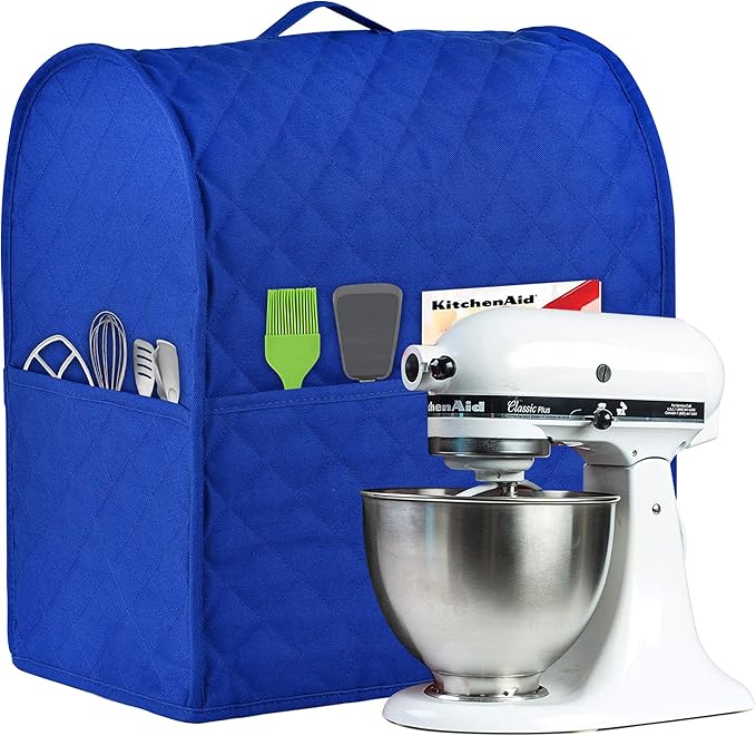 Stand Mixer Cover compatible with Kitchenaid Mixer, Fits All Tilt Head & Bowl Lift Models,Pure Cottot,Fine, Soft, Not Easy to Fade, Not Easy To Pilling. (Fits for 4.5-Quart and All 5-Quart, Blue)