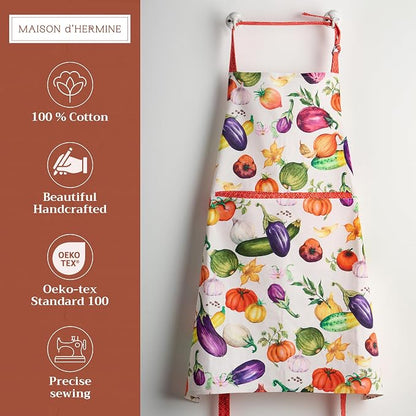 Maison d' Hermine 100% Cotton Apron for women with Pocket Kitchen Chef Apron for Men Cooking Spring Summer