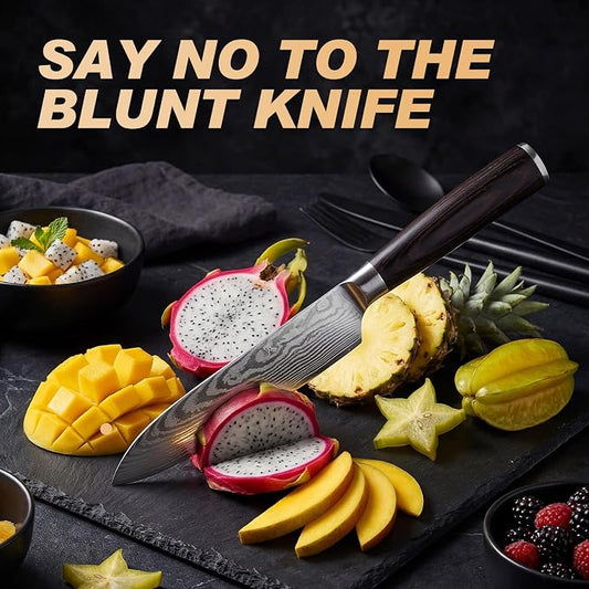 Kitchen Knife, High Carbon Stainless Steel Professional Sharp Chef Knife Set, Japanese Chefs Knives for Home Food Cooking Meat Cutting, Chopping Knife