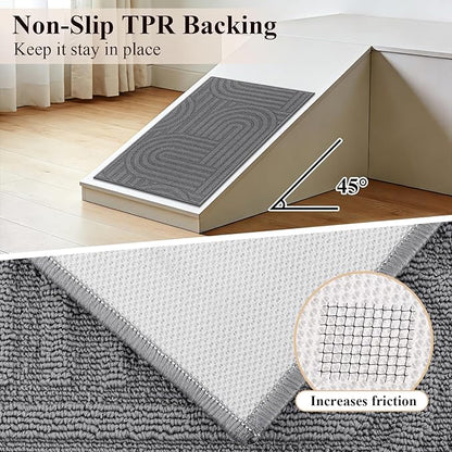 U'Artlines Kitchen Rugs and Mats Set of 3, Non Skid Washable Grey Geometric Kitchen Mats for Floor, Absorbent and Stain Resistant Floor Mat for Laundry, Sink Decor 20x32+20x48+20x59