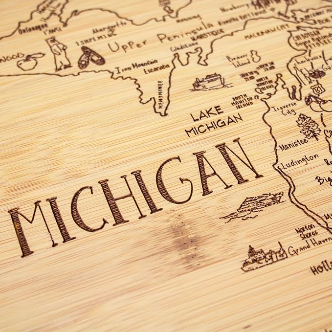 Totally Bamboo A Slice of Life Michigan State Serving and Cutting Board, 11" x 8.75"